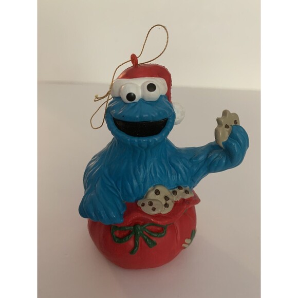 Cookie Monster Elmo Christmas Ornaments Vintage 90's Sesame Street Lot of 2 READ - Picture 7 of 16